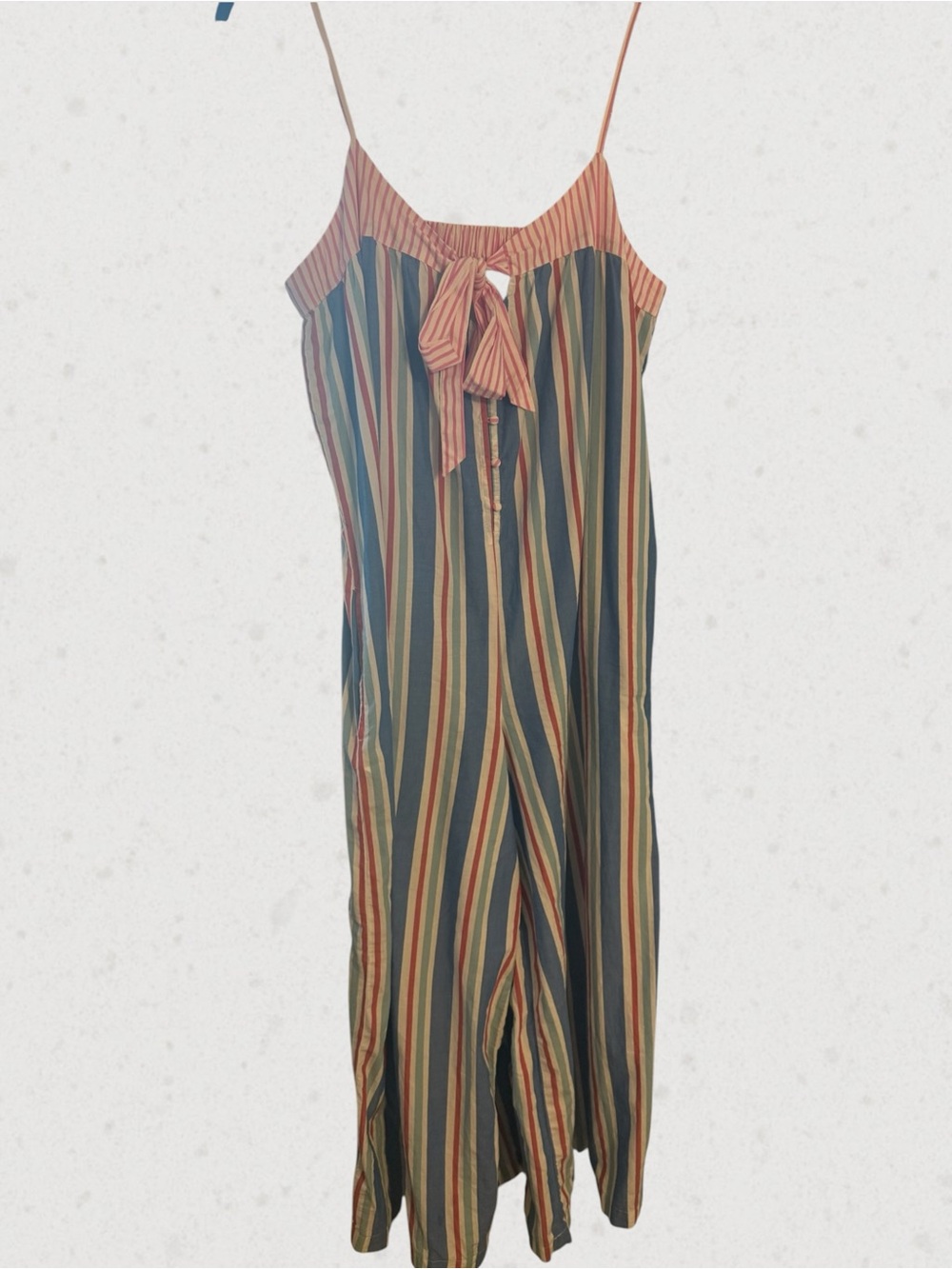 Anthropologie- Celandine Pinstripe Bow Wide-Leg Jumpsuit - Picture 5 of 9